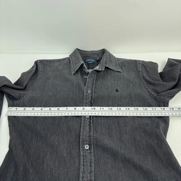 Polo Ralph Lauren Black Denim Button Up Shirt Women's Size 8 Cotton Slim Fit - Picture 4 of 13